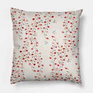 Cherry Blossom: Floral pattern from Bijutsu Sekai by Watanabe Seitei - digitally cleaned and restored Pillow