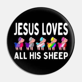 Proud Ally LGBTQ Pride Jesus Loves All His Sheep Christian Pin