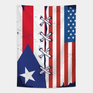 Proud Puerto Rican Heritage // Puerto Rico American Flags Tapestry