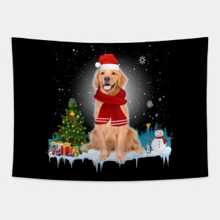 Funny Golden Retriever Christmas T-shirt Tapestry