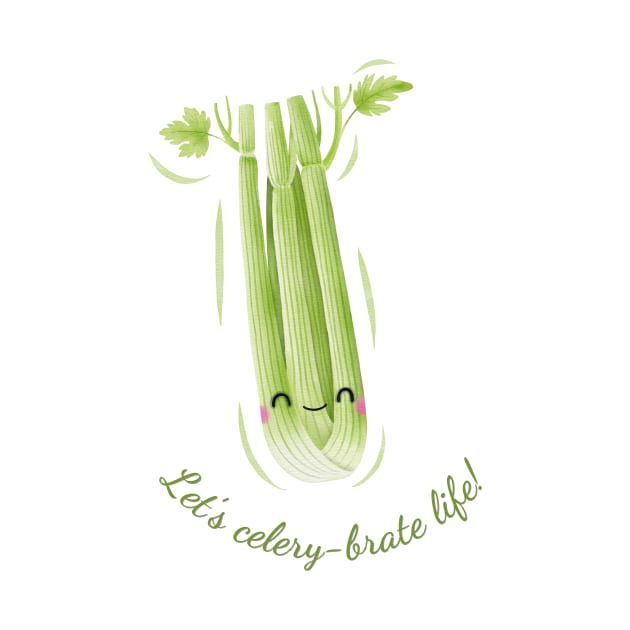 Let's Celery-brate Life Cute Watercolor Celery by DesignArchitect