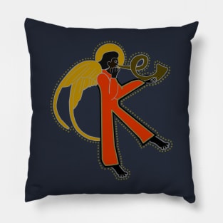 Dark Angel letter K Ochre Pillow