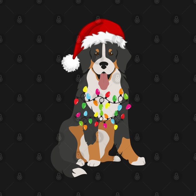 Bernese Holiday Christmas Light - Funny Bernese Mountain Dog Lights Christmas in Santa Hat Holiday Santa by Famgift