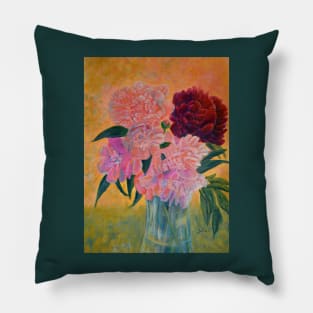 Still Life with Peonies Painting Pillow