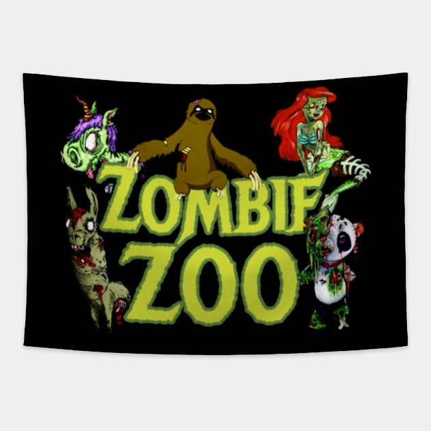 Halloween Zombie Panda Sloth Mermaid Llama Unicorn Light Tapestry by Xizin Gao