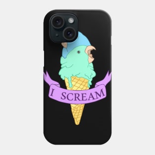 I scream Ice cream Blue and Turquoise parrotlet Phone Case