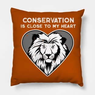 Lion Conservation Heart Pillow