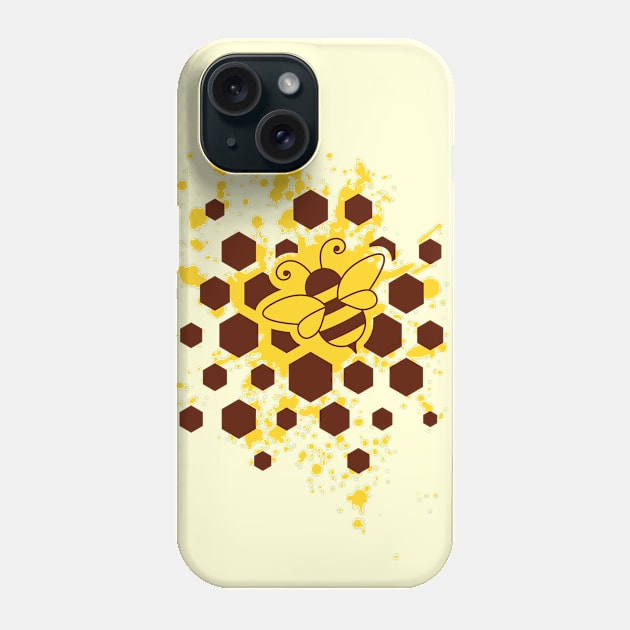 Bee, honeycombs and yellow splash Phone Case by Florin Tenica