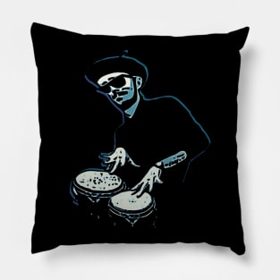 Bongo Beatin' Beatnik (Blue) Pillow