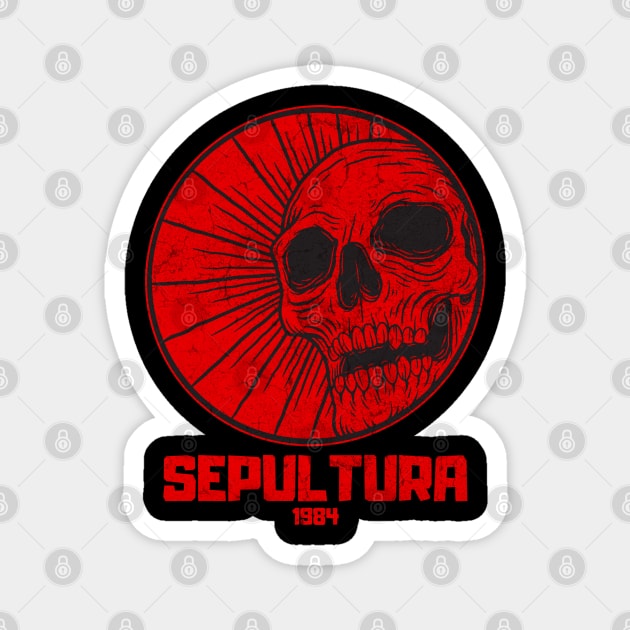 skull red sepultura Magnet by lord cobra