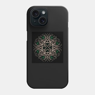 Saint Patrick's day shamrock leaf - dark filigree pattern Phone Case