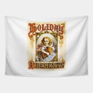 CHRISTMAS CELEBRATIONS Holiday Presents Gifts Vintage Toy Shop Advertisement Tapestry