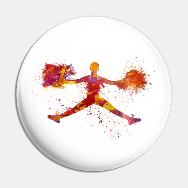 Sports cheerleader in watercolor Pin by PaulrommerArt