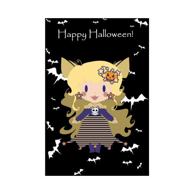 "Happy Halloween" Cute Blonde Halloween Lady by saradaboru