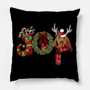 Christmas Joy Dwarf Stocking Reindeer Vizsla Pillow