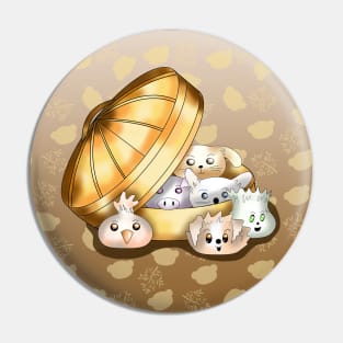 Cute dim sum dumplings in a steamer basket Pin