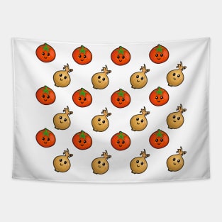 Cute Tomato And Onions Tapestry