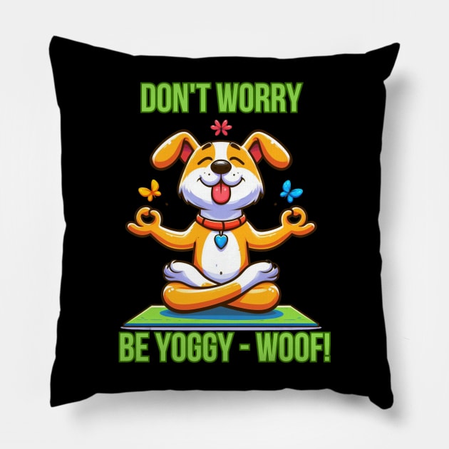 Yoga Dog Pillow by BukovskyART