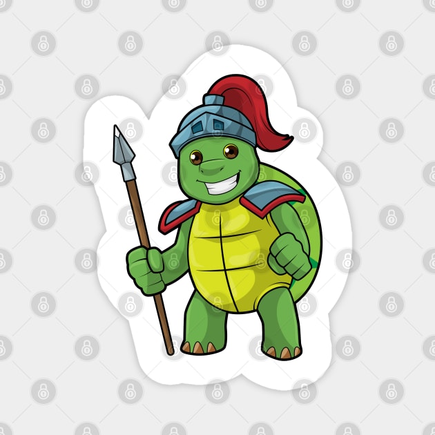 Turtle as Warrior with Spear & Helmet Magnet by Markus Schnabel