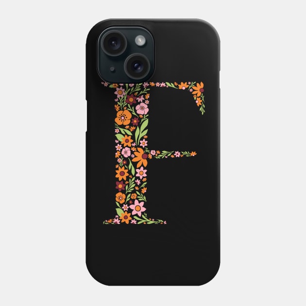 Retro Floral Letter F Phone Case by zeljkica