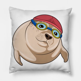 Seal at Swimming with Swimming goggles Pillow