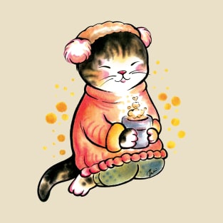 Cat with sweet hot drink T-Shirt