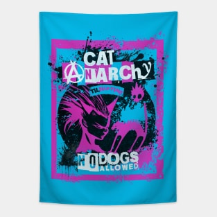 CAT ANARCHY - PINK & ELECTRIC BLUE Tapestry