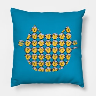 Yellow Cat Portrait Pattern Graphic Pillow