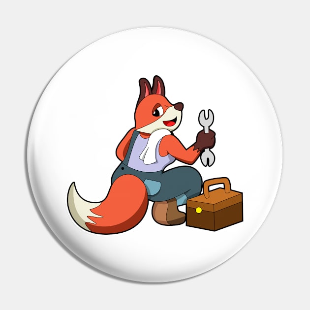 Fox as Mechatronics engineer with Tool box Pin by Markus Schnabel
