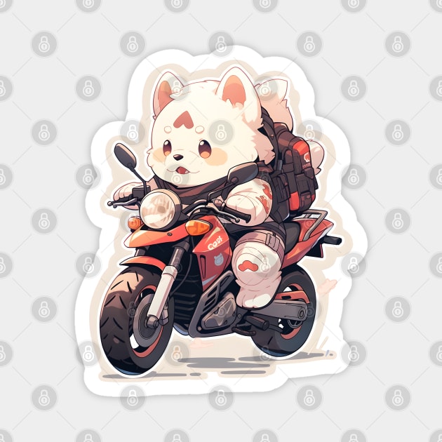 Cartoon Dog Rides Motorcycle to Fun Magnet by AestheticsArt81