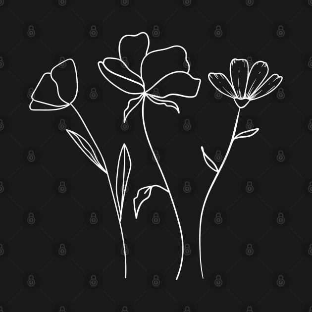 Elegant floral composition hand drawing - Delicate flowers by ZenNature