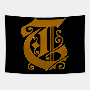 Golden Letter T Tapestry