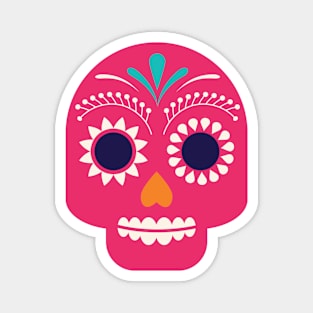 Pink Dia De Los Muertos Skull Magnet