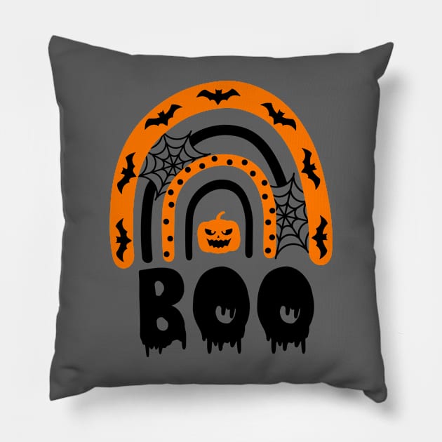 Creepy Boo Rainbow Pillow by machmigo