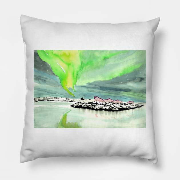 Northern Lights Pillow by WaterGardens