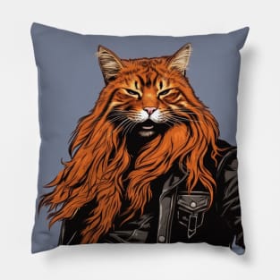 Orange Leather Kitty Pillow