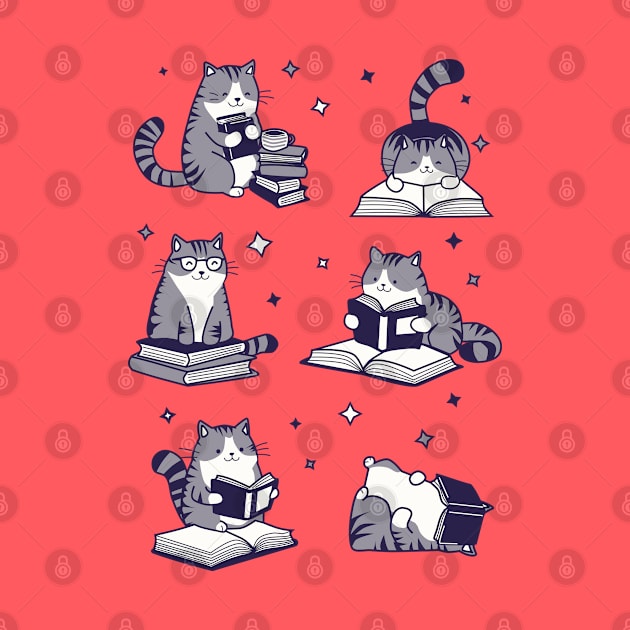 Cats reading books by LittleAna