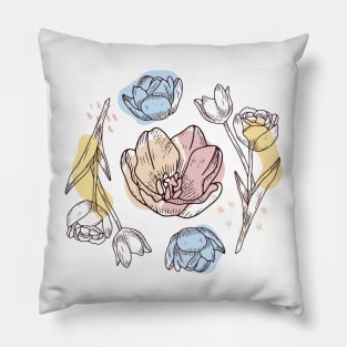 Tulip, flowers, floral design, plant, plants, floral shirt, blooming, flora Pillow