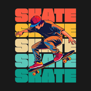 Skateboarding - Cool Skater Boy Colorful T-Shirt