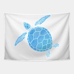 Blue Watercolor Sea Turtle - Coastal Minimal Digital Graphic Design Tapestry