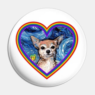 Chihuahua in a Rainbow Heart Pin