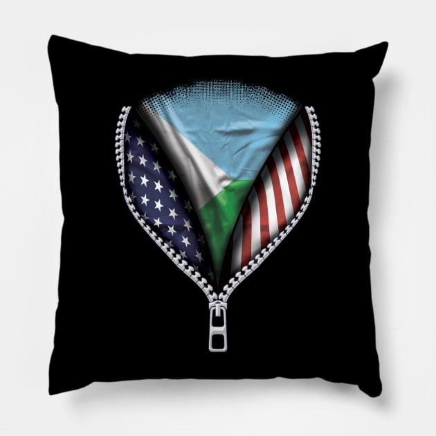 Djiboutian Flag  Djibouti Flag American Flag Zip Down - Gift for Djiboutian From Djibouti Pillow by Country Flags