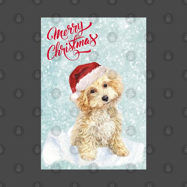 Maltipoo Merry Christmas Santa Dog by Puppy Eyes