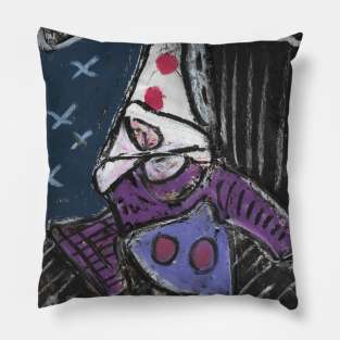 Collage and drawing by oil pastel Pillow