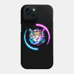 Dreamy Neon Snow Leopard Watercolor Art Print Phone Case