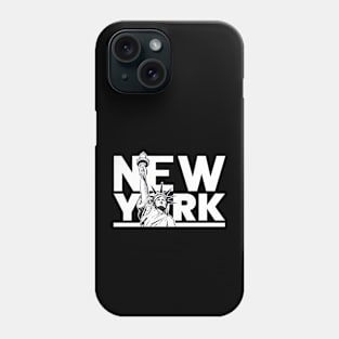 New York City Text with Liberty Statue Phone Case