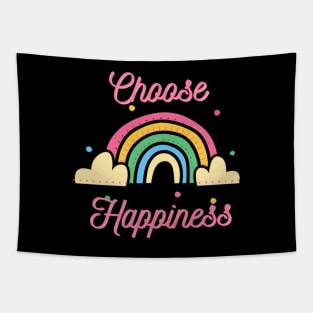 Choose Happiness Rainbow Blck Tapestry