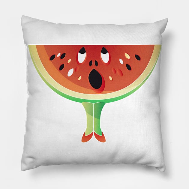 Surprised Watermelon Pillow by SelmaCardoso