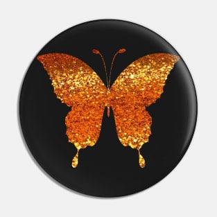 Orange Ombre Faux Glitter Butterfly Pin