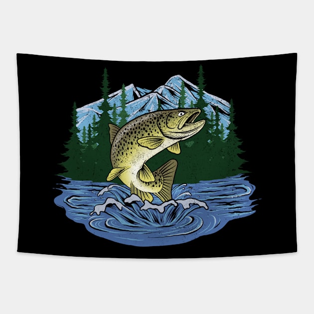 trout color flying Tapestry by insane69